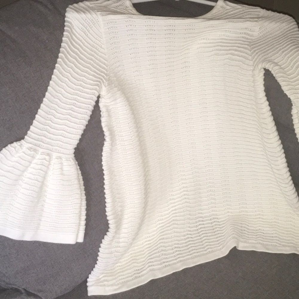 John Mark Sweater Top women’s size small perforated bell sleeve higher end brand